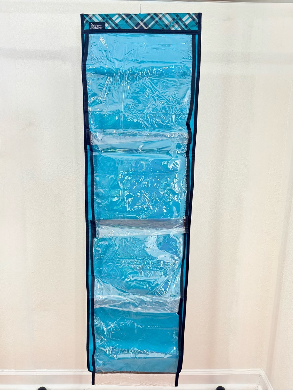 Teal 8 Clear Pockets 2 Sided Bags Linens Hanging Closet Storage Organizer Cubby